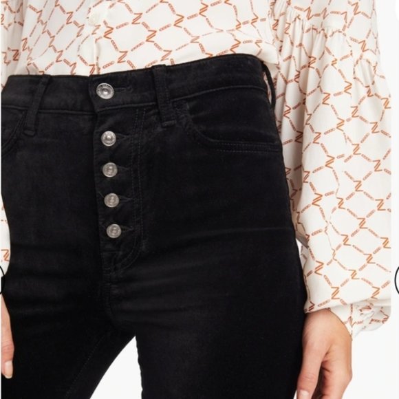 NWT 7 for All Mankind High Waist Velvet Ankle Skinny with Exposed Button Fly 23 - Picture 4 of 16
